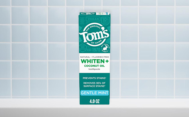 Toms of Maine Whiten Coconut Oil Toothpaste on the Table