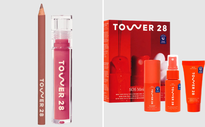 Tower 28 Line Shine Lip Kit and SOS Skincare Minis Kit Tower 28 Line Shine Lip Kit and SOS Skincare Minis Kit