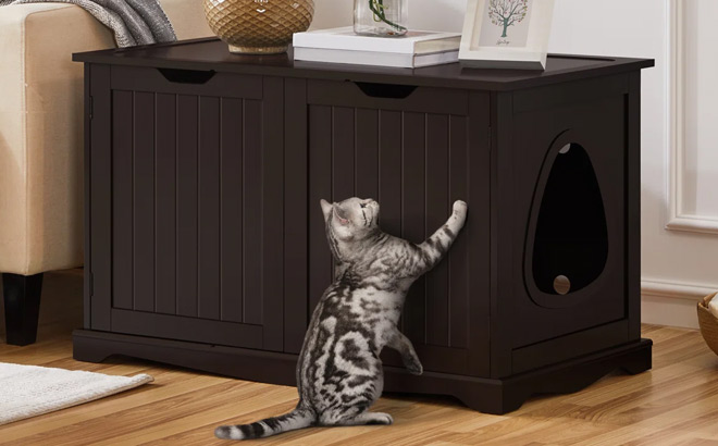 Tucker Murphy Pet Wooden Cat Litter Box Enclosure