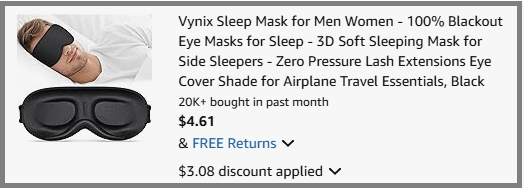 Vynix 3D Sleeping Mask Checkout Page