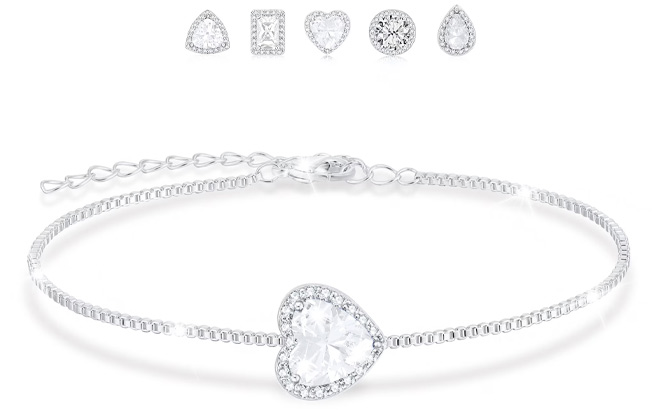 925 Silver Plated Love Heart Charm Bracelet