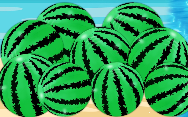 A Bunch of Watermellon Beach Balls