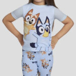 A Child Wearing the Bluey Character Toddler Snug Fit Two Piece Pajama Set