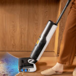 A Person Using Roborock F25 BX Wet Dry Vacuum Cleaner