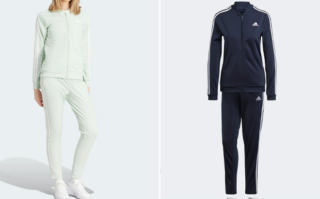 Adidas Womens 3 Stripes Tracksuit Set Adidas Womens 3 Stripes Tracksuit Set