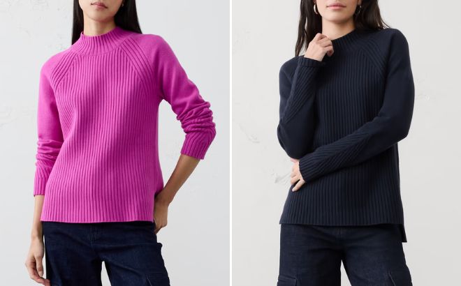 Banana Republic Factory Ribbed Mock Neck Sweater
