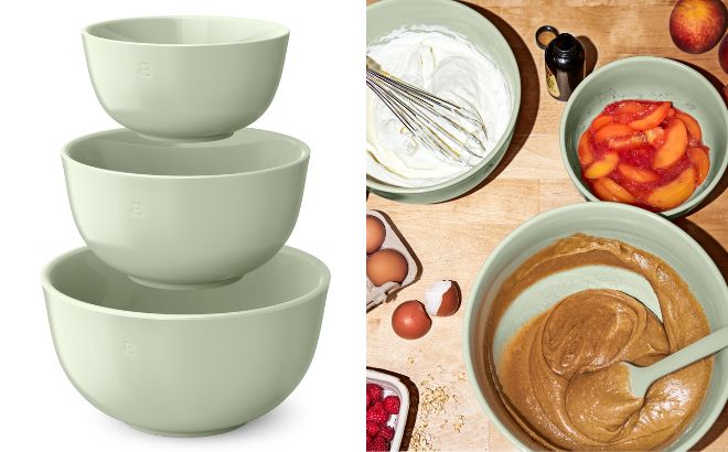 Beautiful by Drew Barrymore 3 Piece Stoneware Nesting Mixing Bowl Set