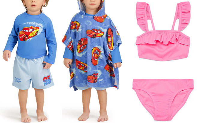 Character Toddler Boy Rash Guard Swim Set and Wonder Nation Girls Bikini Swim Set Character Toddler Boy Rash Guard Swim Set and Wonder Nation Girls Bikini Swim Set