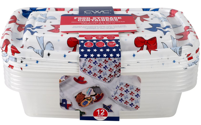 Cook With Color 12 Piece Stackable Plastic Food Storage Container Set