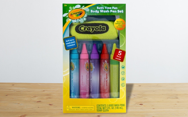 Crayola 6 Piece Body Wash Pen Set on a Table