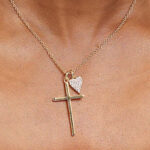 Diamonique x Jennifer Miller Heart Charm Cross Necklace