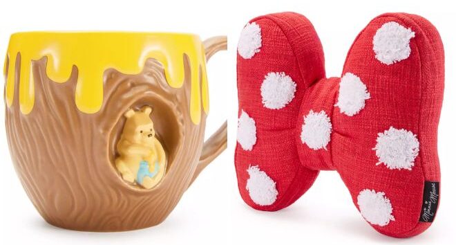 Disney Winnie the Pooh Sculpted Mug and Minnie Mouse Bow Pillow