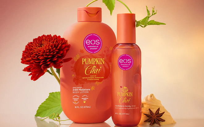 Eos Pumpkin Chai Shea Better Body Lotion on the Table
