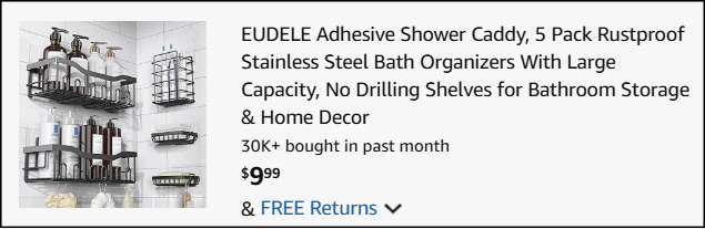 Eudele Shower Caddy 5 Pack Checkout