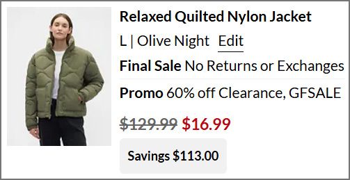 GAP Factory Nylon Jacket at Checkout GAP Factory Nylon Jacket at Checkout