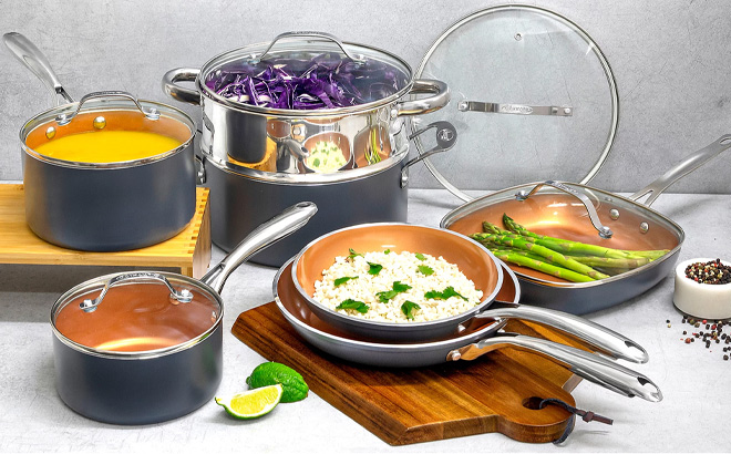 Gotham Steel 12 Piece Ceramic Nonstick Cookware Set Gotham Steel 12 Piece Ceramic Nonstick Cookware Set