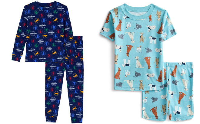 Harry Potter Toddler Unisex Long Sleeve Pajama Set and Wonder Nation Toddler Boys Printed Tee Shorts