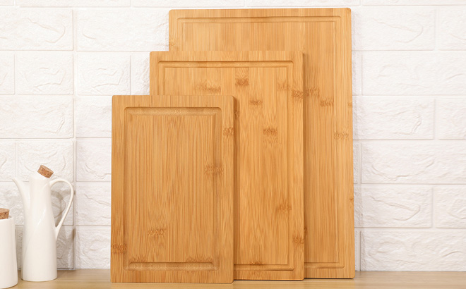 Hiware 3 Piece Bamboo Cutting Board Set Hiware 3 Piece Bamboo Cutting Board Set