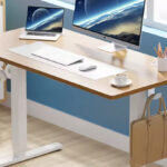 JHK Electric Standing Desk in Bamboo