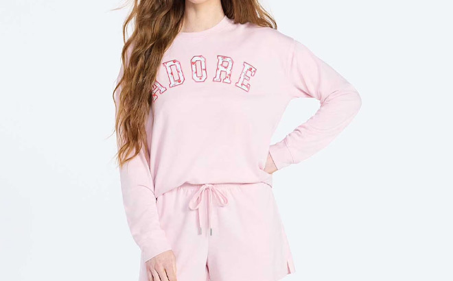 Joyspun Womens French Terry Knit Lounge Sleep Top