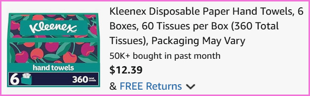 Kleenex Disposable Paper Hand Towels at Checkout