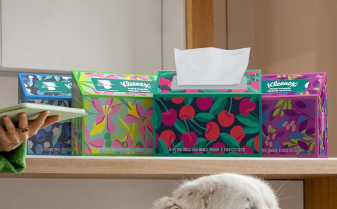 Kleenex Disposable Paper Hand Towels on the Table