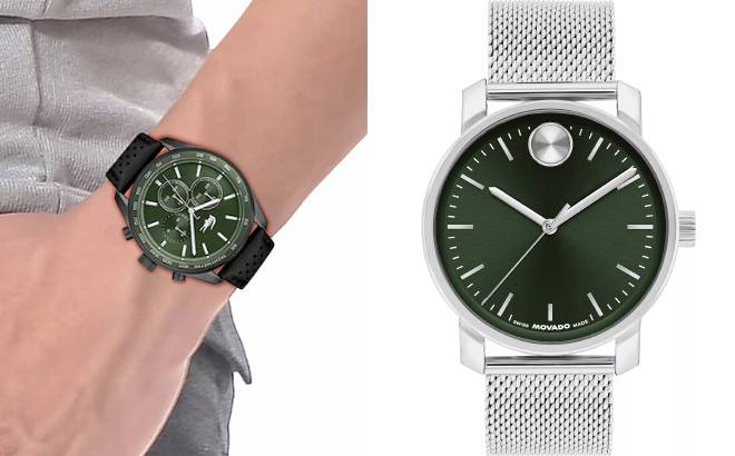 Lacoste Mens Boston Chronograph Black Leather Strap Watch