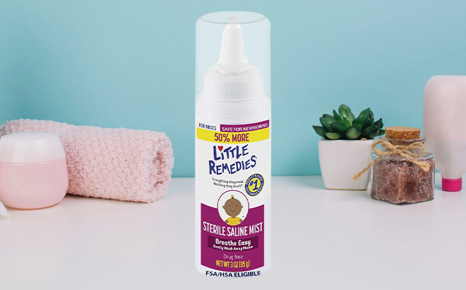 Little Remedies Sterile Baby Saline Nasal Mist on the Table Little Remedies Sterile Baby Saline Nasal Mist on the Table