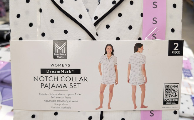 Members Mark Womens 2pc Notch Collar Pajama Set