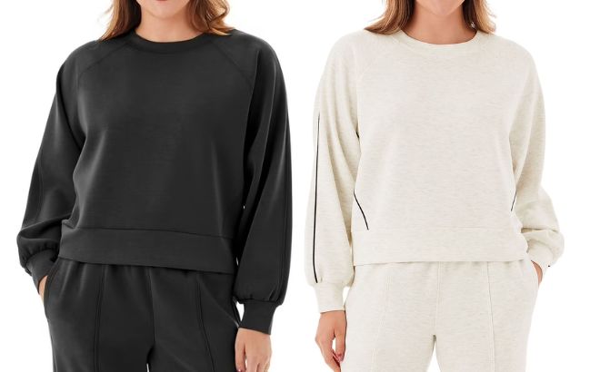 Members Mark Womens Sandwash Front Seam Piping Crewneck Sweatshirt Members Mark Womens Sandwash Front Seam Piping Crewneck Sweatshirt