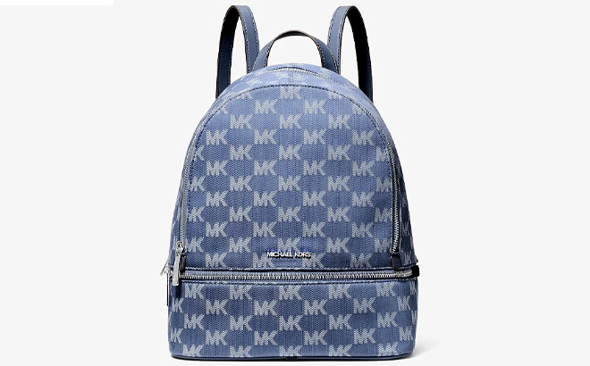 Michael Kors Rhea Medium Logo Jacquard Denim Backpack Michael Kors Rhea Medium Logo Jacquard Denim Backpack