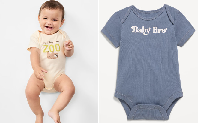 Old Navy Baby Printed Short Sleeve Ribbed Bodysuits