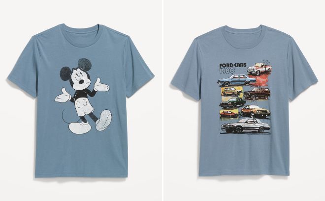 Old Navy Mens Disney Mickey Mouse T Shirt and Ford T Shirt