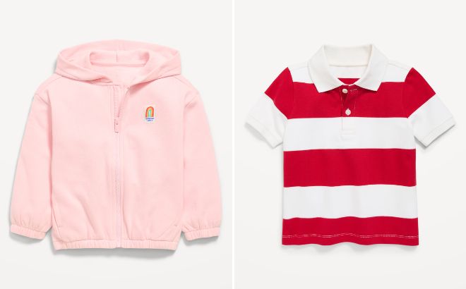 Old Navy Toddler Girls Full Zip Hoodie and Toddler Boys Short Sleeve Pique Polo Shirt