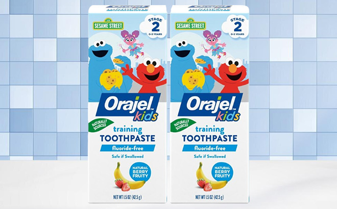 Orajel Kids Toothpaste 2 Pack on the Table