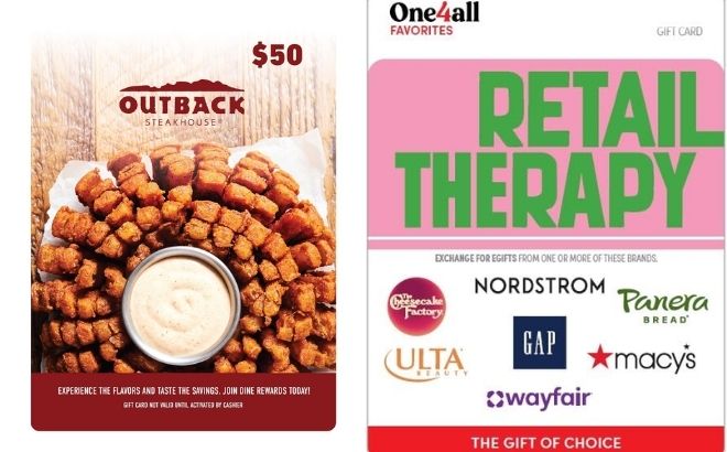 Outback Steakhouse Physical Gift Card and One4all Physical Gift Card Outback Steakhouse Physical Gift Card and One4all Physical Gift Card