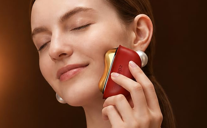 Person Using Electric Gua Sha