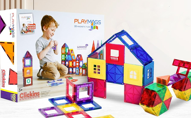 Playmags Magnetic Tiles 100 Piece Set