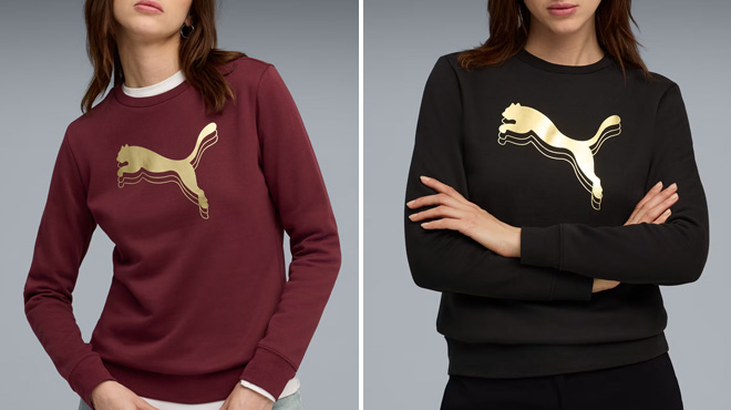 Puma Essentials Metallic Womens Crew Neck Sweatshirt Puma Essentials Metallic Womens Crew Neck Sweatshirt