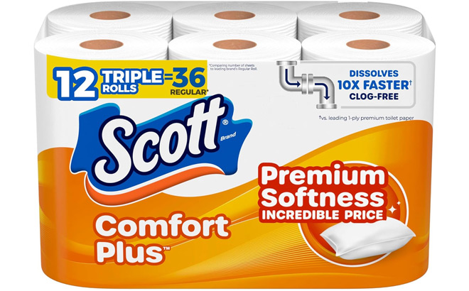 Scott ComfortPlus Toilet Paper 12 Triple Rolls