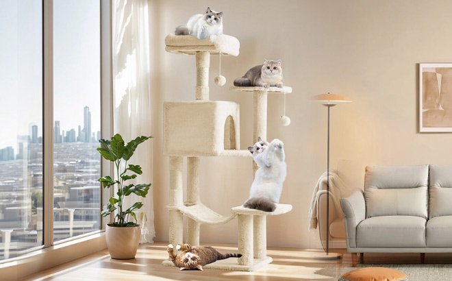 Sweetcrispy 44 Inch Cat Tree Tower