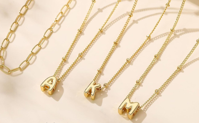 Turandoss Dainty Gold Silver Initial Necklace