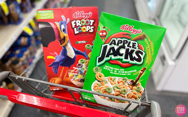 Two Boxes of Kelloggs Cereal in a Cart at CVS Two Boxes of Kelloggs Cereal in a Cart at CVS