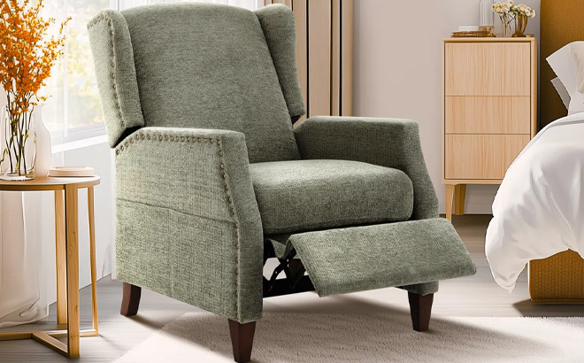 Upholstered Push Back Recliner With Storage Pocket Upholstered Push Back Recliner With Storage Pocket