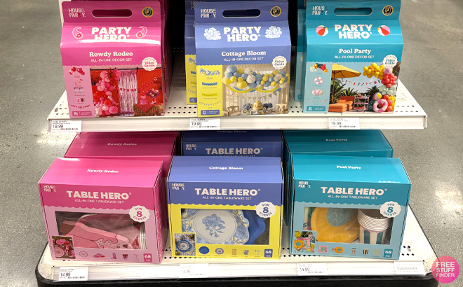 Various House of Party Decoration Kits on Store Shelves