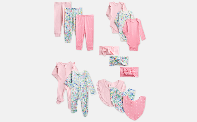 Wonder Nation Cotton Baby Girls Layette 14 Piece Gift Set Wonder Nation Cotton Baby Girls Layette 14 Piece Gift Set
