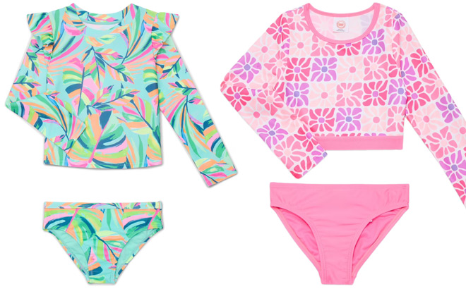 Wonder Nation Girls Rash Guard Swim Sets Wonder Nation Girls Rash Guard Swim Sets