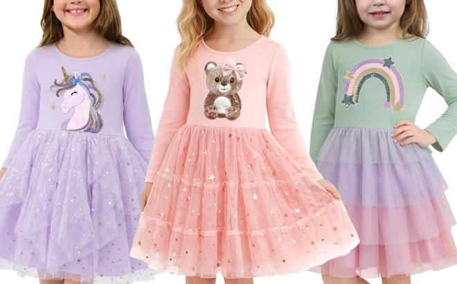 Zunie Girls Long Sleeve Tutu Dresses Zunie Girls Long Sleeve Tutu Dresses