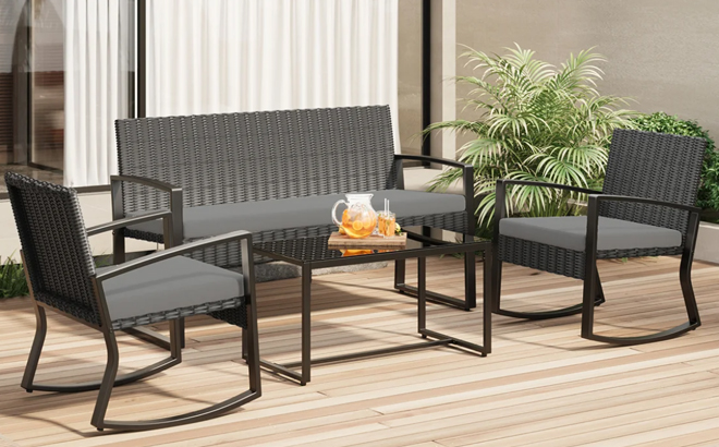 4 Person Wicker Outdoor Patio Conversation Set 4 Person Wicker Outdoor Patio Conversation Set