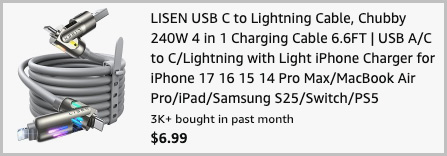4 in 1 Charging Cable at Checkout 4 in 1 Charging Cable at Checkout